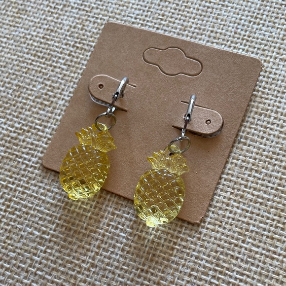 Yellow Pineapple Earrings - Picture 4 of 4